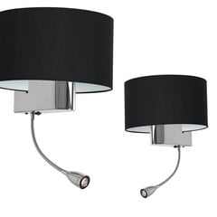 Настенный светильник CASINO BLACK/CHROME 1xE27 + 1W LED цена и информация | Настенные светильники | pigu.lt