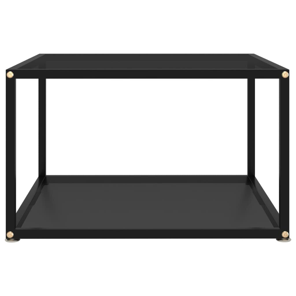 Kavos staliukas, juodas, 60x60x35 cm, grūdintas stiklas kaina ir informacija | Kavos staliukai | pigu.lt
