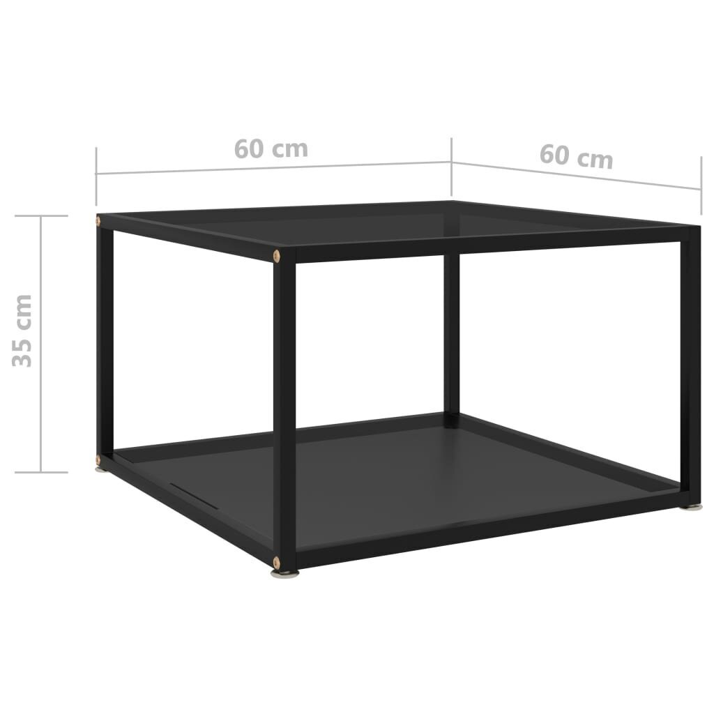 Kavos staliukas, juodas, 60x60x35 cm, grūdintas stiklas kaina ir informacija | Kavos staliukai | pigu.lt