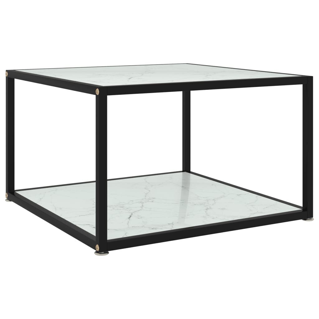 Kavos staliukas, baltas, 60x60x35 cm, grūdintas stiklas kaina ir informacija | Kavos staliukai | pigu.lt