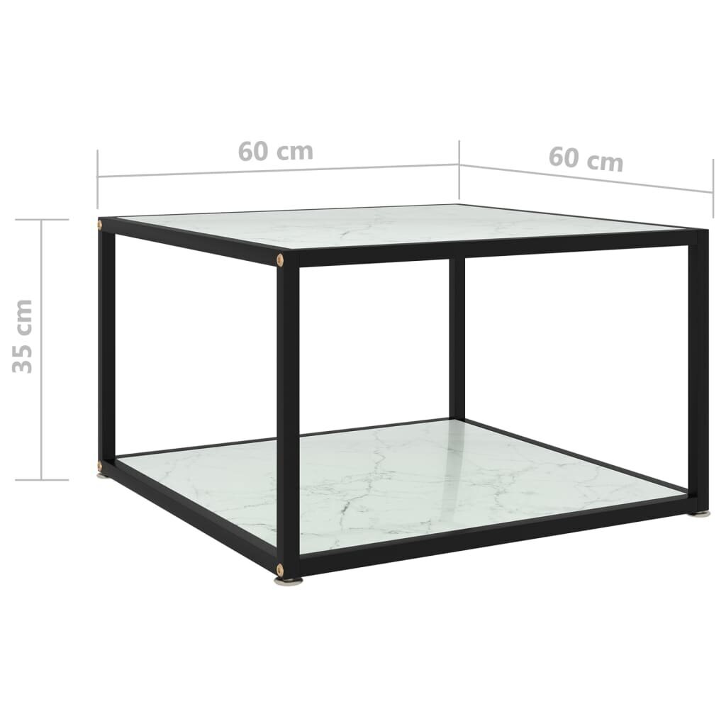 Kavos staliukas, baltas, 60x60x35 cm, grūdintas stiklas kaina ir informacija | Kavos staliukai | pigu.lt