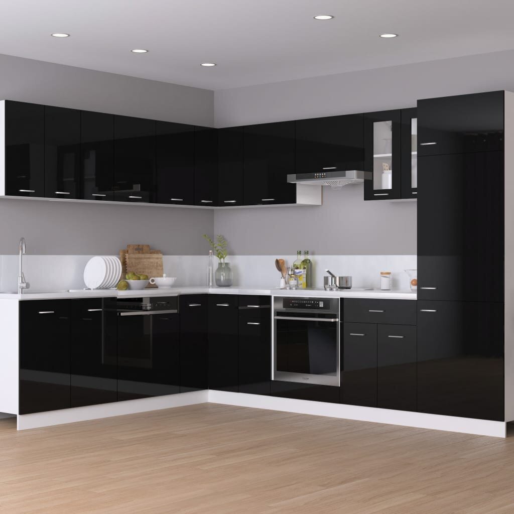 Virtuvės spintelė, 60x57x207 cm, juodos spalvos kaina | pigu.lt