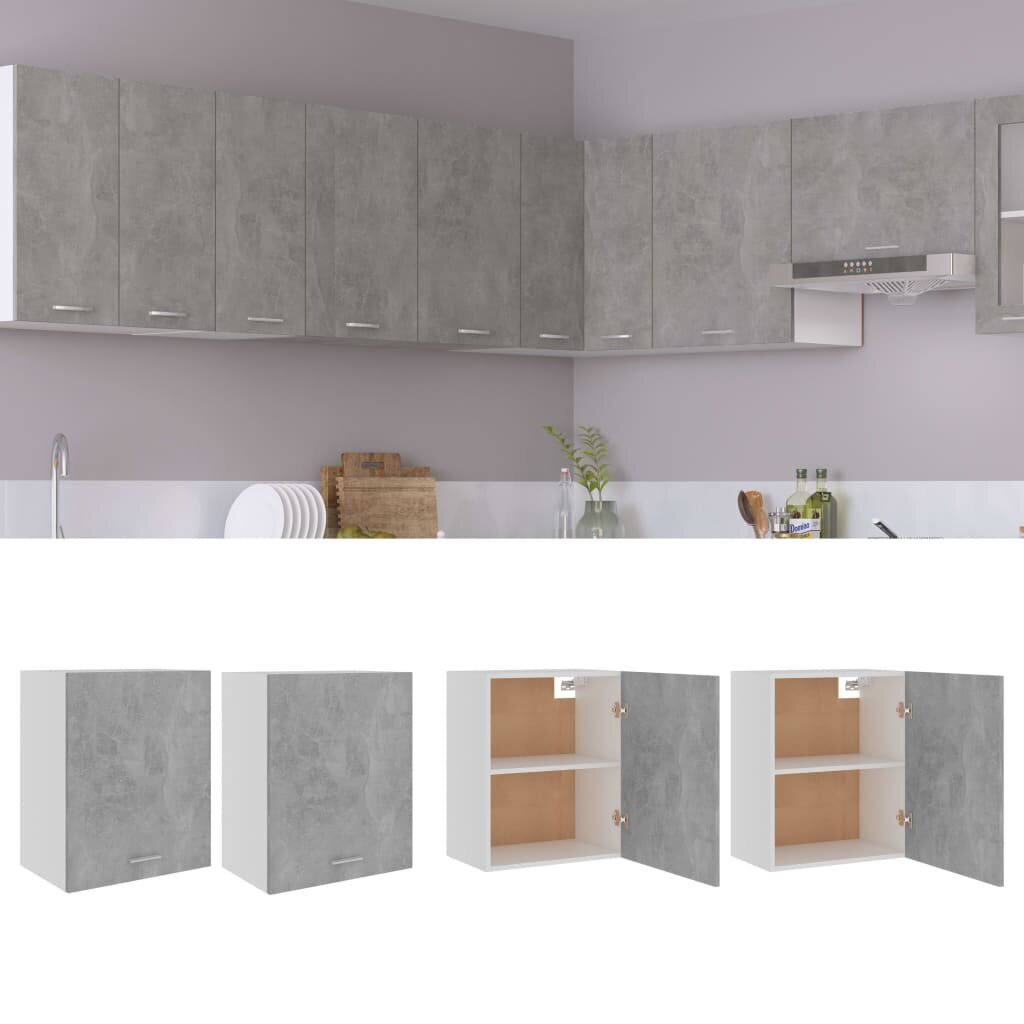 Virtuvės spintelės, 50x31x60 cm, pilkos spalvos, 2 vnt. цена и информация | Virtuvinės spintelės | pigu.lt