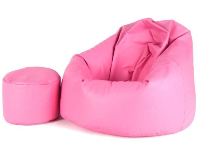 Sėdmaišis su pufu Mega Comfort, dirbtinė oda, rožinė kaina ir informacija | Sėdmaišiai ir pufai | pigu.lt