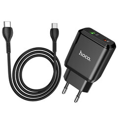 Сетевая зарядка Hoco N5 USB USB Quick Charge 3.0 + PD 20W (3.1A) + Type-C-Type-C, черная цена и информация | Зарядные устройства для телефонов | pigu.lt