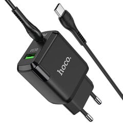 Сетевая зарядка Hoco N5 USB USB Quick Charge 3.0 + PD 20W (3.1A) + Type-C-Type-C, черная цена и информация | Зарядные устройства для телефонов | pigu.lt