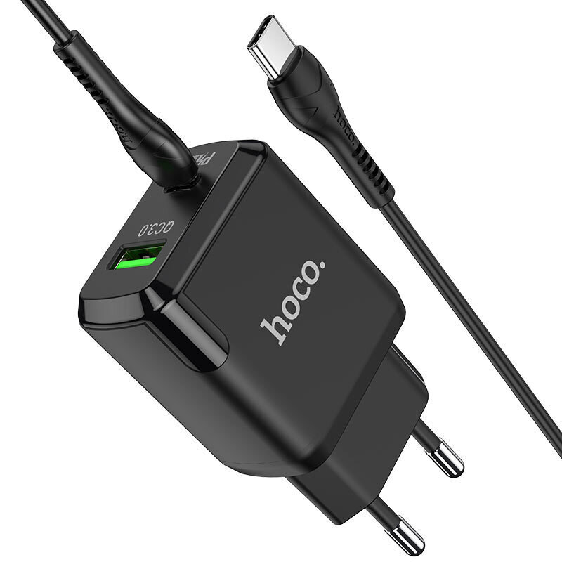 Įkroviklis Hoco N5 USB Quick Charge 3.0 + PD 20W (3.1A) + Type-C-Type-C, juodas kaina ir informacija | Krovikliai telefonams | pigu.lt