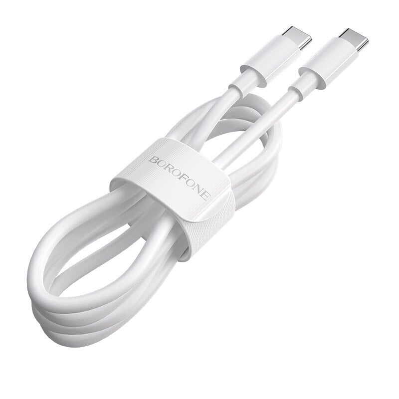 USB kabelis Borofone BX44 iš Type-C į Type-C 100W 1.0m, baltas kaina ir informacija | Laidai telefonams | pigu.lt