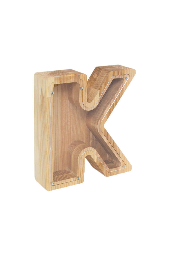 Didelė medinė taupyklė "K" kaina ir informacija | Originalios taupyklės | pigu.lt