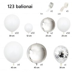 Baltų balionų rinkinys 123 vnt. kaina ir informacija | Balionai | pigu.lt