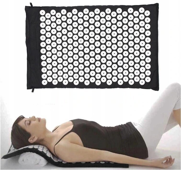 Akupunktūrinis masažinis kilimėlis su krepšiu,juodas kaina ir informacija | Masažo reikmenys | pigu.lt