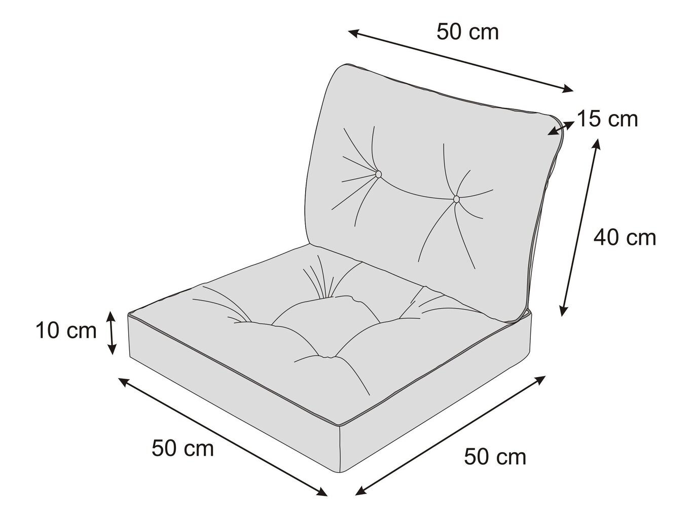 Pagalvių komplektas kėdei Emma Tech 50 cm, rudas kaina ir informacija | Pagalvės, užvalkalai, apsaugos | pigu.lt