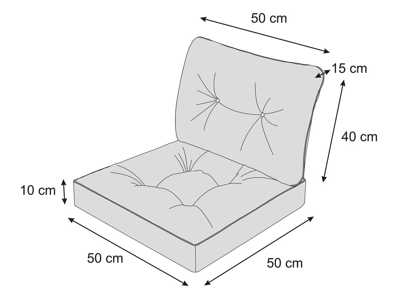 Pagalvių komplektas kėdei Emma Tech 50 cm, pilkas kaina ir informacija | Pagalvės, užvalkalai, apsaugos | pigu.lt