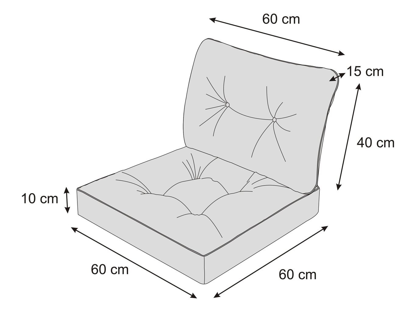 Pagalvių komplektas kėdei Emma Tech 60 cm, smėlio spalvos kaina ir informacija | Pagalvės, užvalkalai, apsaugos | pigu.lt