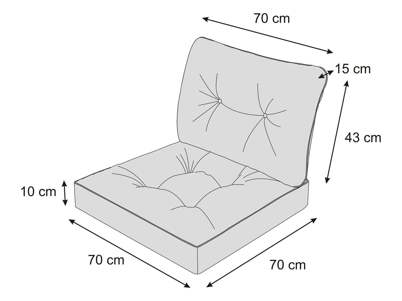 Pagalvių komplektas kėdei Emma Tech 70 cm, smėlio spalvos kaina ir informacija | Pagalvės, užvalkalai, apsaugos | pigu.lt