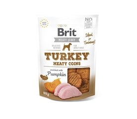 Brit Jerky Turkey Meaty Coins Snack лакомство для собак 80г цена и информация | Лакомства для собак | pigu.lt