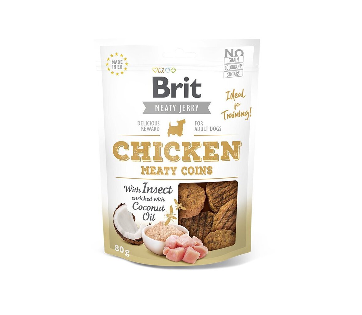 Brit Jerky Chicken Meaty Coins skanėstas šunims su vištiena 80g цена и информация | Skanėstai šunims | pigu.lt