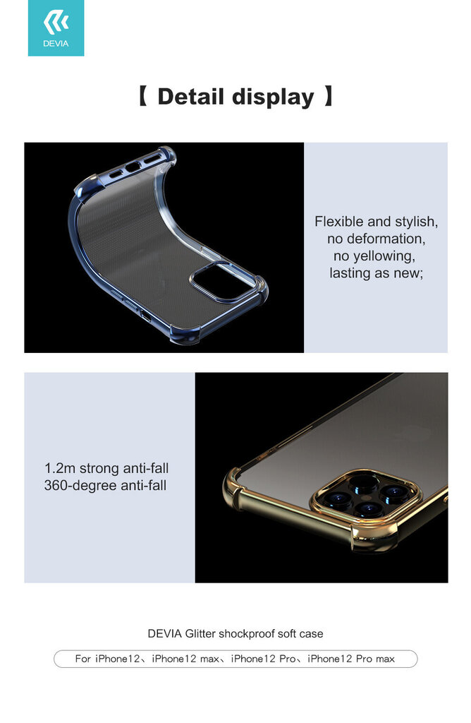 Devia skirtas iPhone 12 mini, mėlynas цена и информация | Telefono dėklai | pigu.lt