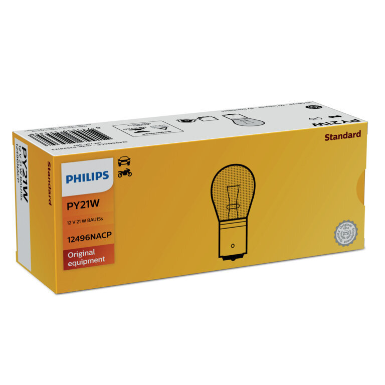 Automobilinė lemputė Philips 12V PY21W BAU15s Amber kaina ir informacija | Automobilių lemputės | pigu.lt
