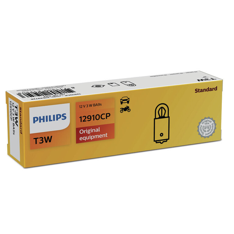 Automobilinė lemputė Philips 12V T3W BA9s цена и информация | Automobilių lemputės | pigu.lt