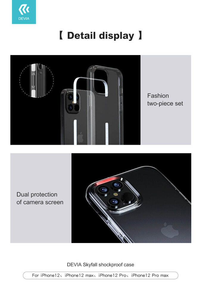 Devia skirtas iPhone 12 mini, juodas kaina ir informacija | Telefono dėklai | pigu.lt