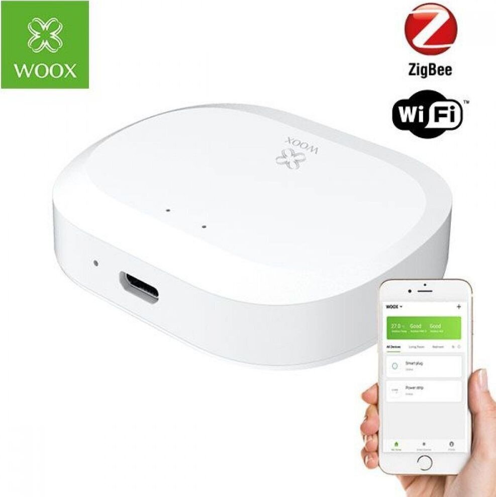Išmanusis prieigos taškas Woox ZigBee-WiFi R7070, baltas, su app kaina ir informacija | Išmanioji technika ir priedai | pigu.lt