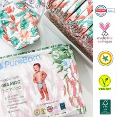 Органические подгузники PureBorn из бамбука, 5,5-8 кг, 112шт. цена и информация | Подгузники | pigu.lt