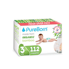 Органические подгузники PureBorn из бамбука, 5,5-8 кг, 112шт. цена и информация | Подгузники | pigu.lt