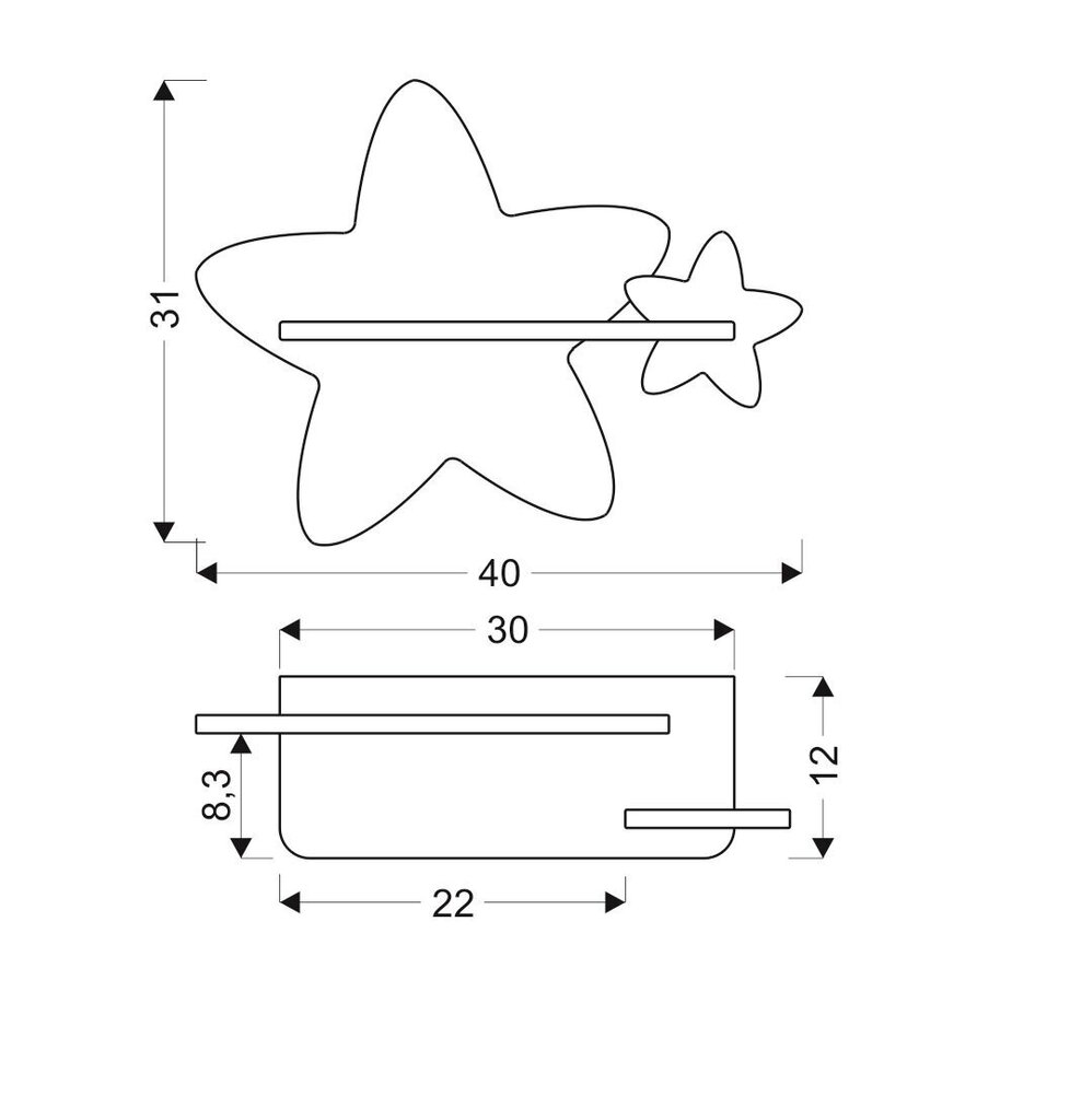 Candellux sieninis vaikiškas LED šviestuvas Žvaigždė kaina ir informacija | Vaikiški šviestuvai | pigu.lt
