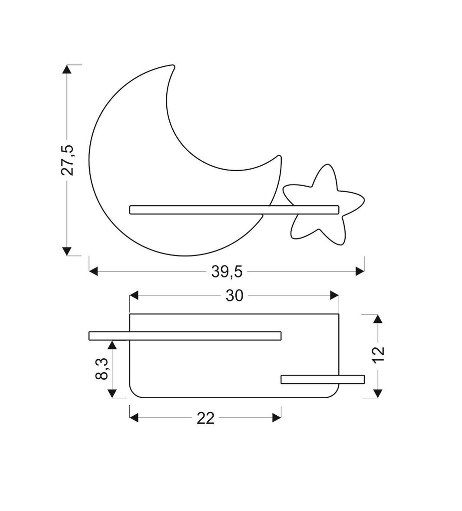 Candellux sieninis vaikiškas LED šviestuvas Mėnulis kaina ir informacija | Vaikiški šviestuvai | pigu.lt