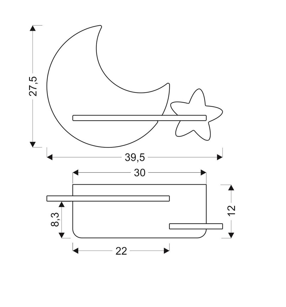Candellux sieninis vaikiškas LED šviestuvas Mėnulis kaina ir informacija | Vaikiški šviestuvai | pigu.lt
