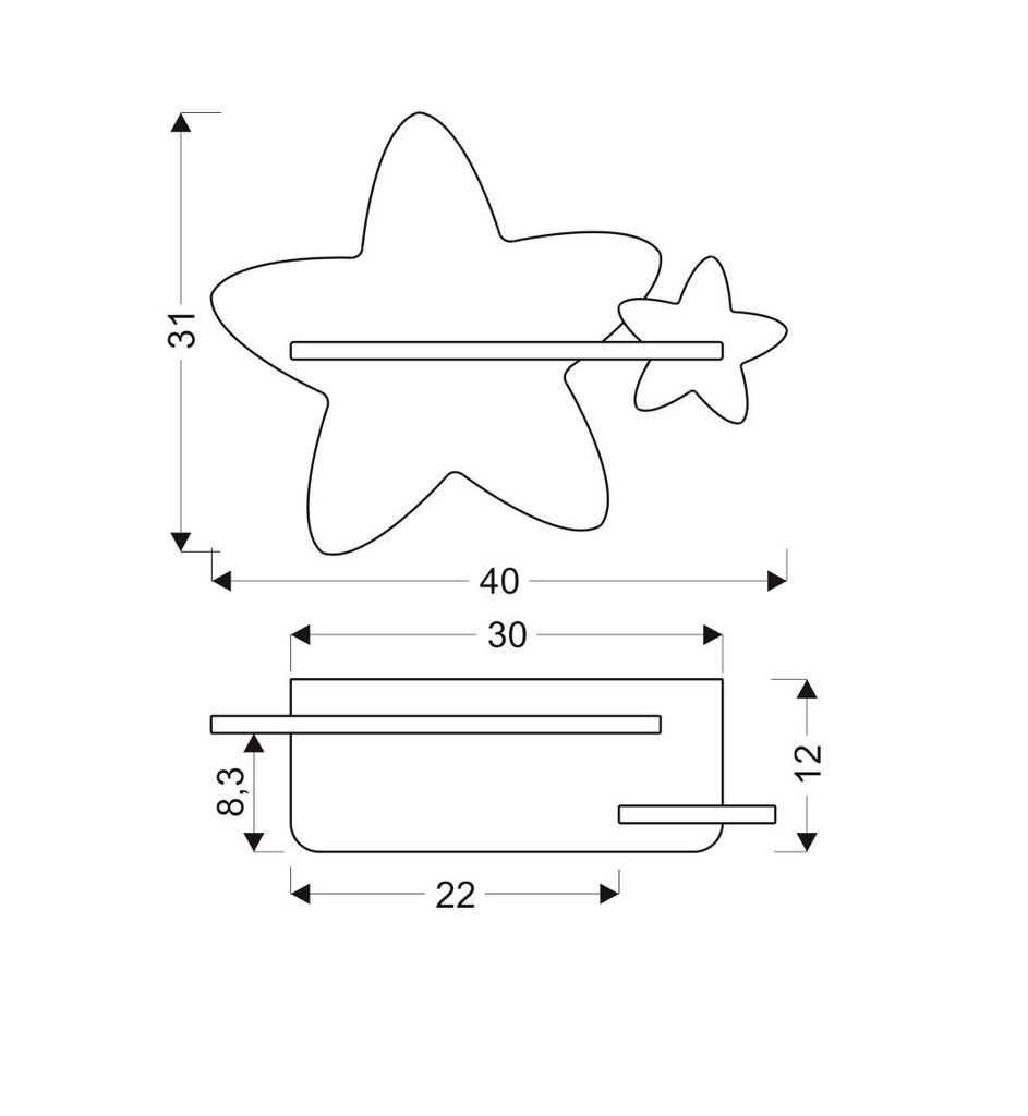 Candellux sieninis vaikiškas LED šviestuvas Žvaigždė kaina ir informacija | Vaikiški šviestuvai | pigu.lt