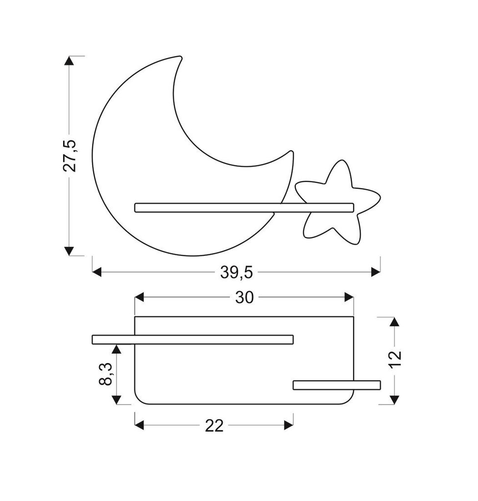 Candellux sieninis vaikiškas LED šviestuvas Mėnulis kaina ir informacija | Vaikiški šviestuvai | pigu.lt
