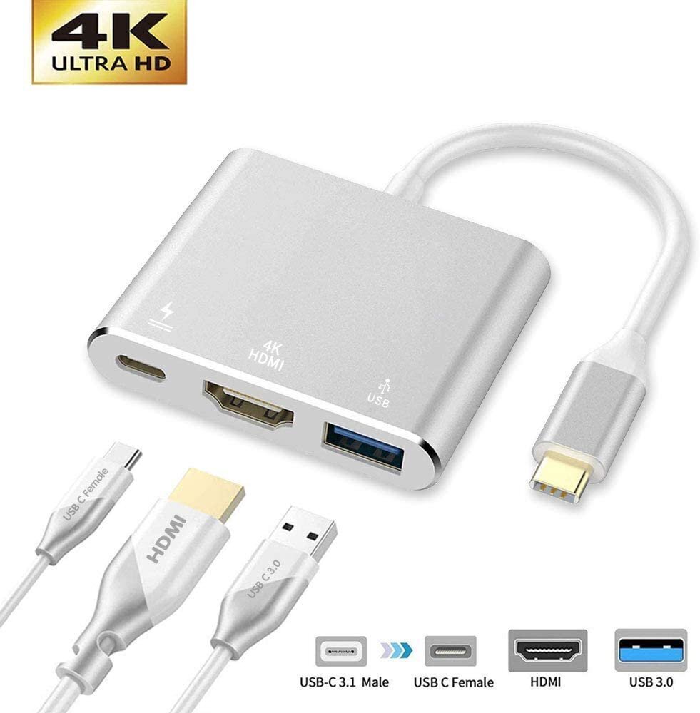 Adapteris Hallo Multiport 3in1 TYPE-C - HDMI + USB3.0 + TYPE-C kaina ir informacija | Adapteriai, USB šakotuvai | pigu.lt