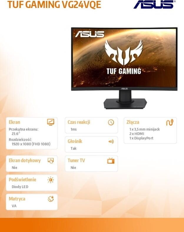 Asus VG24VQE kaina ir informacija | Monitoriai | pigu.lt