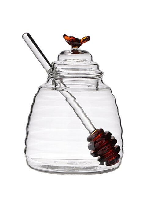 Stiklinis indas su šaukšteliu medui, 400 ml kaina ir informacija | Indai, lėkštės, pietų servizai | pigu.lt
