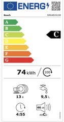 Посудомоечная машина Bosch Serie 4 SMV4EVX10E Полностью встраиваемая 13 комплектов посуды C цена и информация | Посудомоечные машины | pigu.lt
