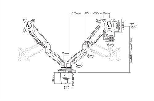 Deltaco ARM-1300 13-27” kaina ir informacija | Televizorių laikikliai, tvirtinimai | pigu.lt