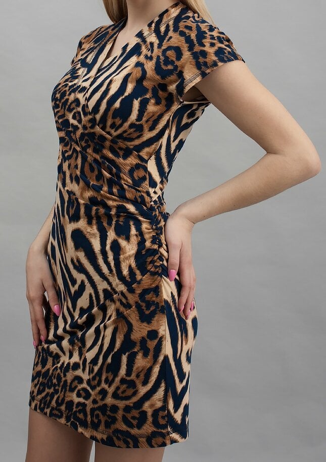 Trumpa leopardo raštų suknelė be pamušalo kaina ir informacija | Suknelės | pigu.lt