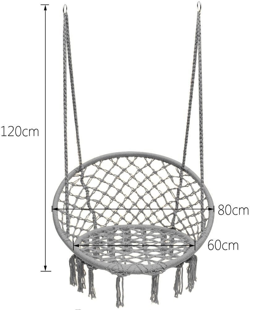 Sėdimas hamakas Funfit Garden, pilkas kaina ir informacija | Hamakai | pigu.lt