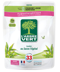 Skalbinių skalbiklis su augaliniu muilu papildymui L'arbre Vert, 33 skalbimams, 1.5l kaina ir informacija | Skalbimo priemonės | pigu.lt