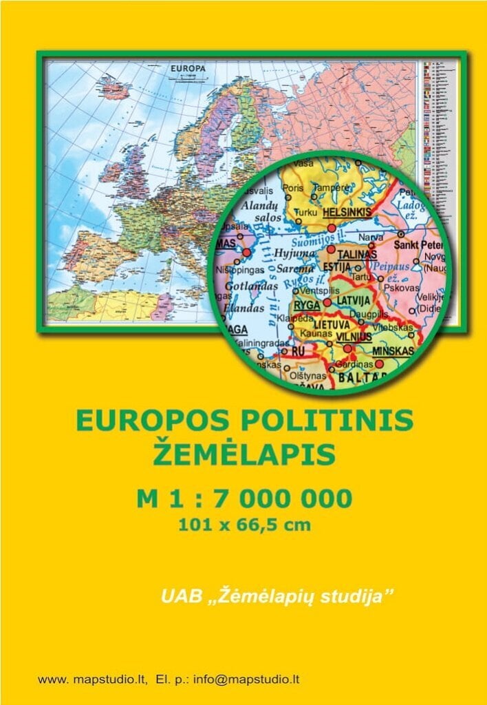 Europos politinis žemėlapis, M 1:7 mln. kaina ir informacija | Kanceliarinės prekės | pigu.lt