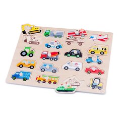 Medinė dėlionė Automobiliai, New Classic Toys 10536 kaina ir informacija | Dėlionės (puzzle) | pigu.lt