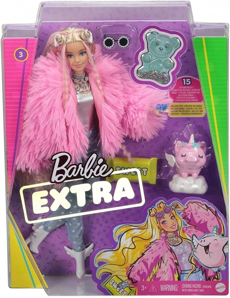 Lėlė Barbie su rožiniais kailinukais kaina ir informacija | Žaislai mergaitėms | pigu.lt