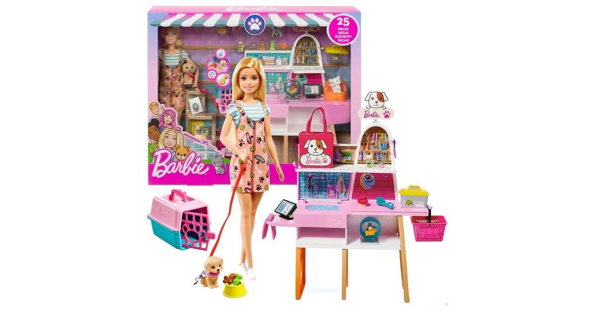 Lėlės Barbės naminių gyvūnėlių parduotuvė Mattel Barbie Pet Supply Store GRG90 kaina ir informacija | Žaislai mergaitėms | pigu.lt