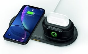 Беспроводное зарядное устройство Swissten 3в1 15Вт для iPhone / Apple Watch / Airpods Pro / черное цена и информация | Зарядные устройства для телефонов | pigu.lt