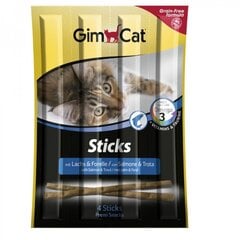 GimCat Sticks Salmon & Trout Grain Free skanėstai katėms su lašiša ir upėtakiu (4 vnt) цена и информация | Лакомства для кошек | pigu.lt
