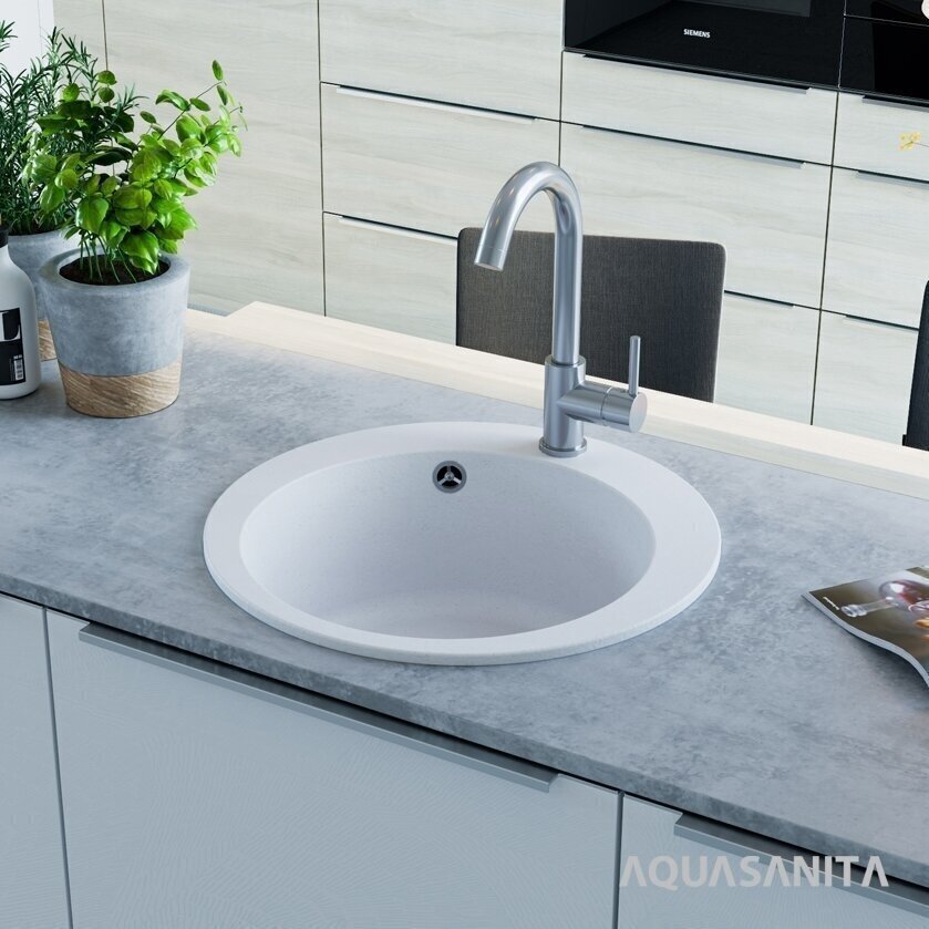 Dirbtinio granito virtuvinė plautuvė Aquasanita Clarus SR100-114W kaina ir informacija | Virtuvinės plautuvės | pigu.lt