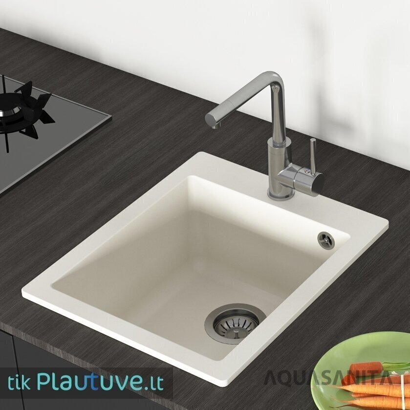 Dirbtinio granito virtuvinė plautuvė Aquasanita Simplex SQS100-222W kaina ir informacija | Virtuvinės plautuvės | pigu.lt