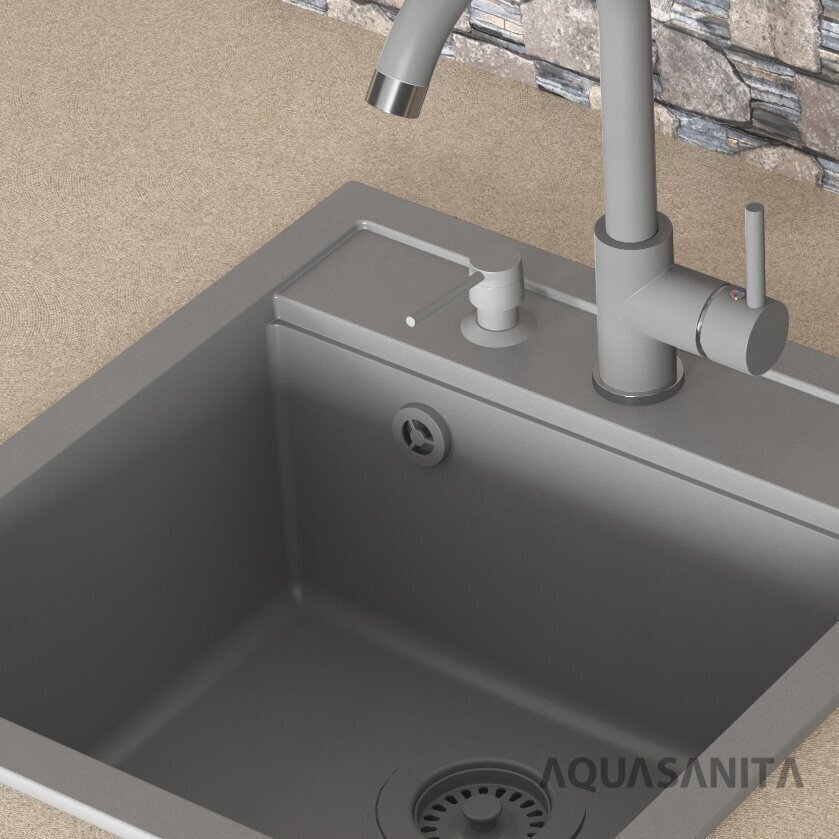 Dirbtinio granito virtuvinė plautuvė Aquasanita Quadro SQQ100-222W цена и информация | Virtuvinės plautuvės | pigu.lt